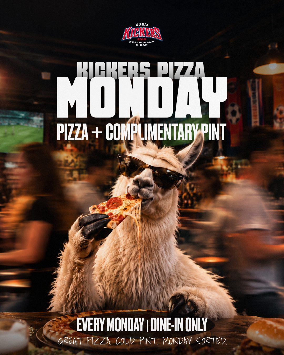 Kickers Pizza Monday — pizza and a complimentary pint