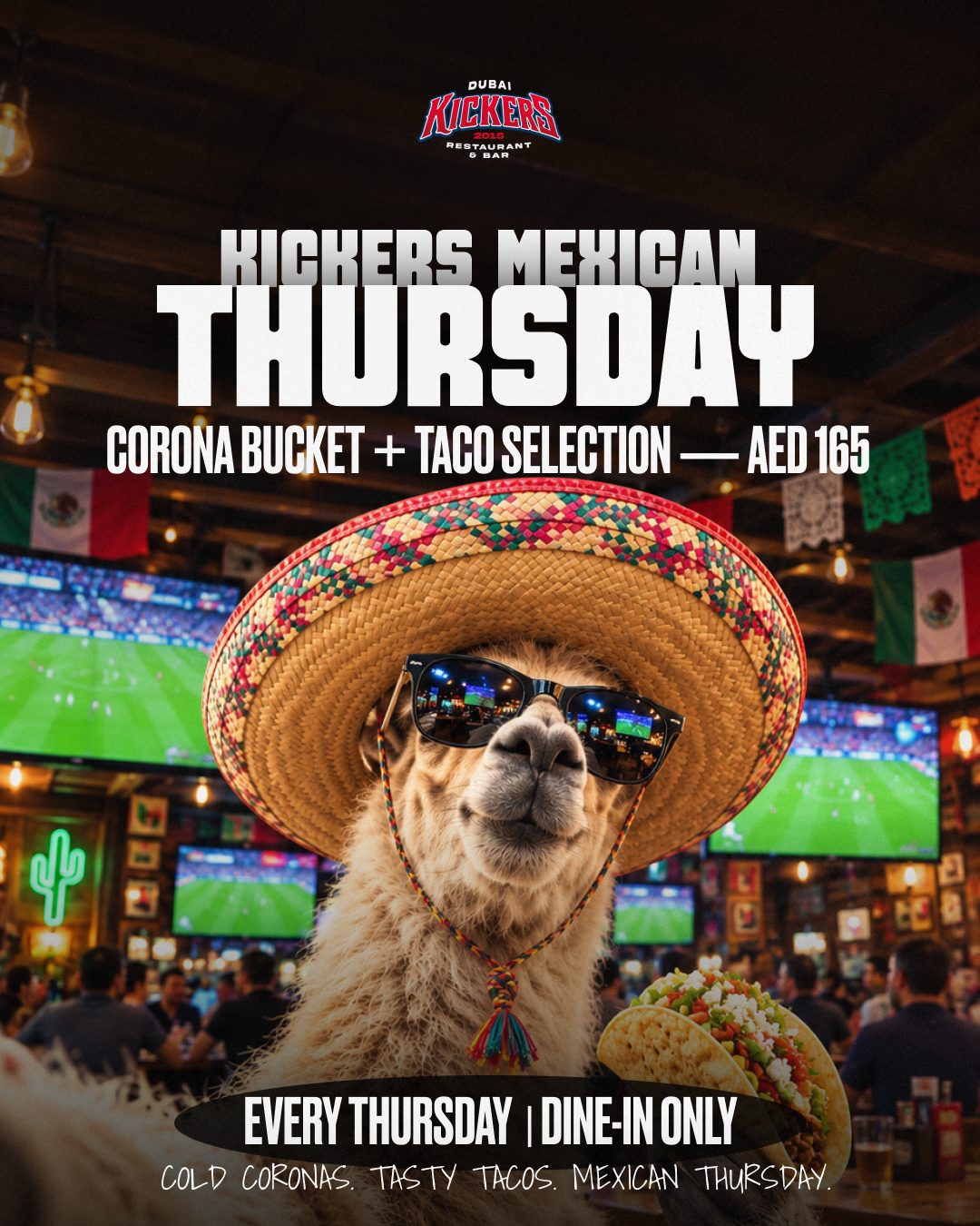 Kickers Mexican Thursday — Corona bucket and a taco selection for AED 165